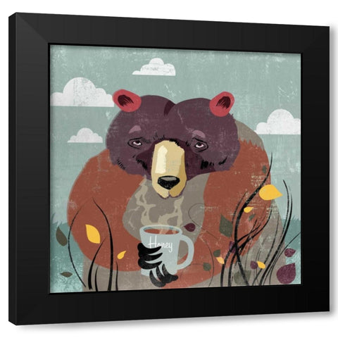 Honey bear Black Modern Wood Framed Art Print with Double Matting by PI Studio