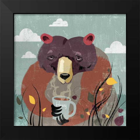 Honey bear Black Modern Wood Framed Art Print by PI Studio