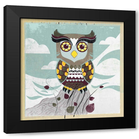 Wise Owl Black Modern Wood Framed Art Print with Double Matting by PI Studio