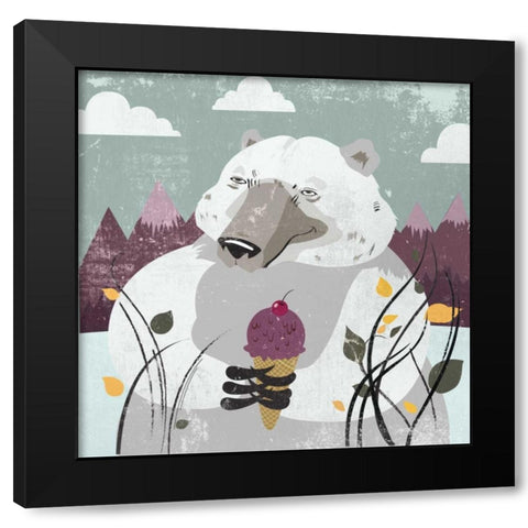 Polar Bear Black Modern Wood Framed Art Print with Double Matting by PI Studio