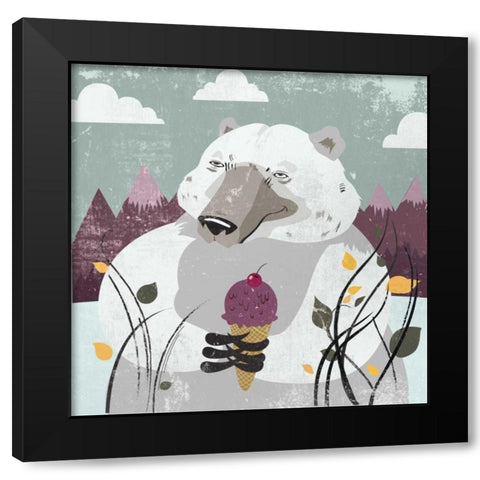 Polar Bear Black Modern Wood Framed Art Print by PI Studio