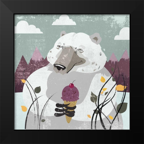 Polar Bear Black Modern Wood Framed Art Print by PI Studio