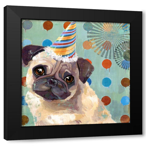 Pug Love Black Modern Wood Framed Art Print with Double Matting by PI Studio