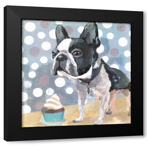 Pug Birthday Black Modern Wood Framed Art Print by PI Studio