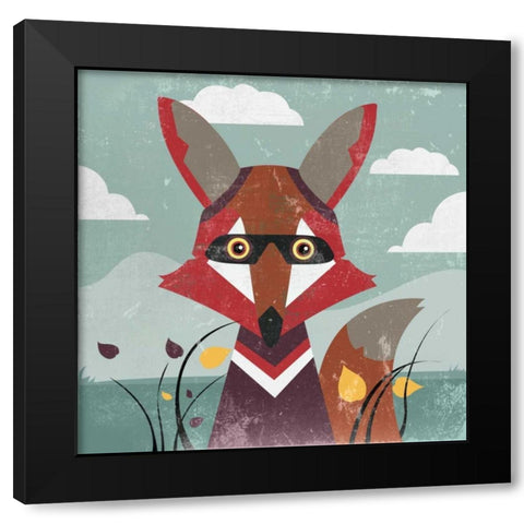 Fox Black Modern Wood Framed Art Print with Double Matting by PI Studio