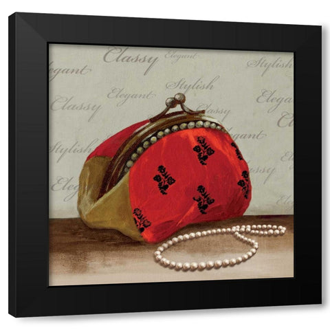 Red Bag Black Modern Wood Framed Art Print by PI Studio