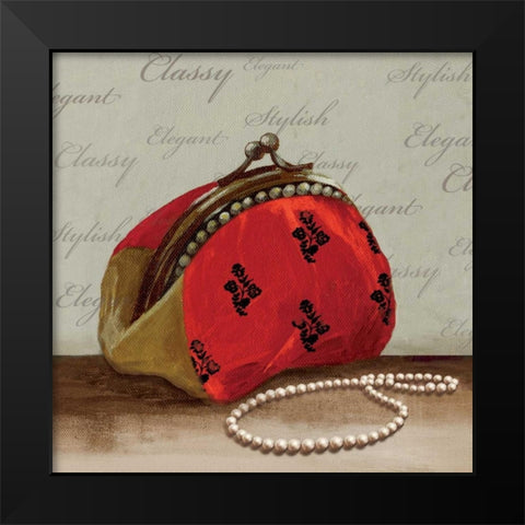 Red Bag Black Modern Wood Framed Art Print by PI Studio