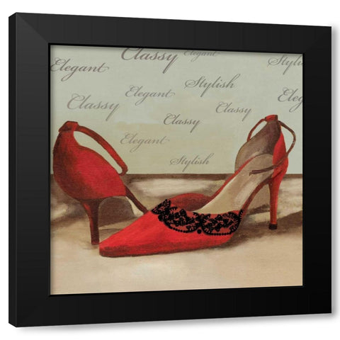 Red Pumps Black Modern Wood Framed Art Print by PI Studio