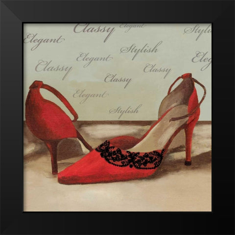 Red Pumps Black Modern Wood Framed Art Print by PI Studio