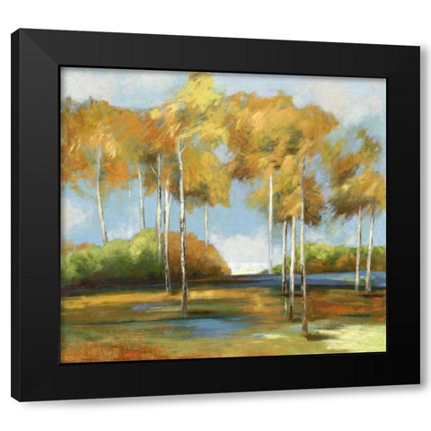 Breezy Birches Black Modern Wood Framed Art Print with Double Matting by PI Studio