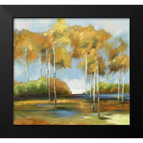 Breezy Birches Black Modern Wood Framed Art Print by PI Studio