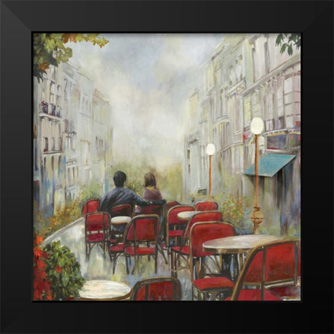 Parist Cafe Black Modern Wood Framed Art Print by PI Studio