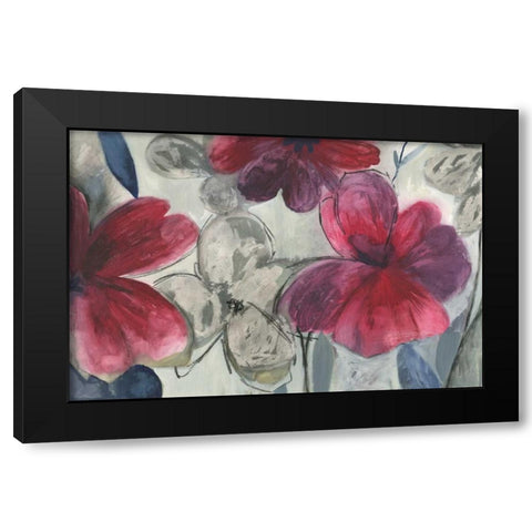 Cartagena Floral  Black Modern Wood Framed Art Print with Double Matting by PI Studio