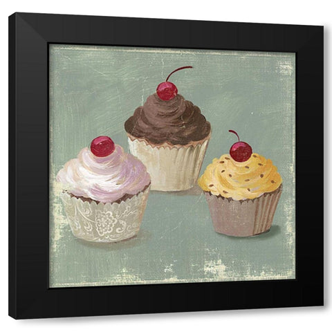 Cupcakes Black Modern Wood Framed Art Print by PI Studio