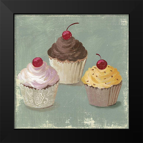 Cupcakes Black Modern Wood Framed Art Print by PI Studio