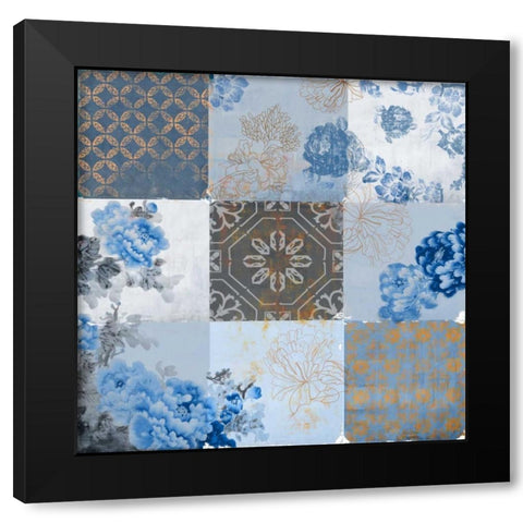 Deft Blue Black Modern Wood Framed Art Print with Double Matting by PI Studio