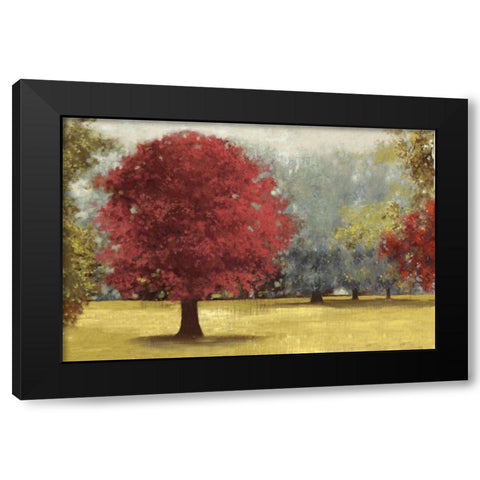 Summer Days - Red Black Modern Wood Framed Art Print with Double Matting by PI Studio