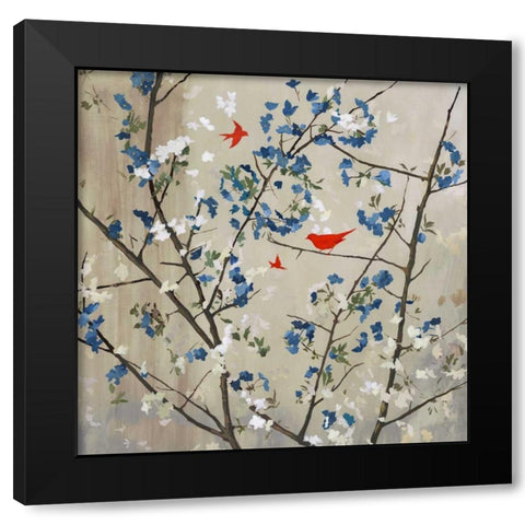 Blue Glory Black Modern Wood Framed Art Print with Double Matting by PI Studio