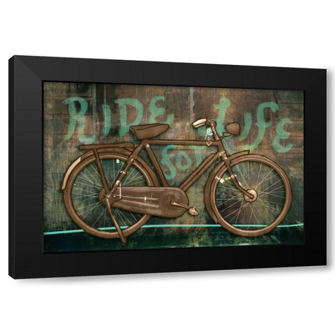 Ride for Life Black Modern Wood Framed Art Print by PI Studio
