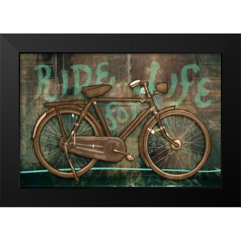Ride for Life Black Modern Wood Framed Art Print by PI Studio
