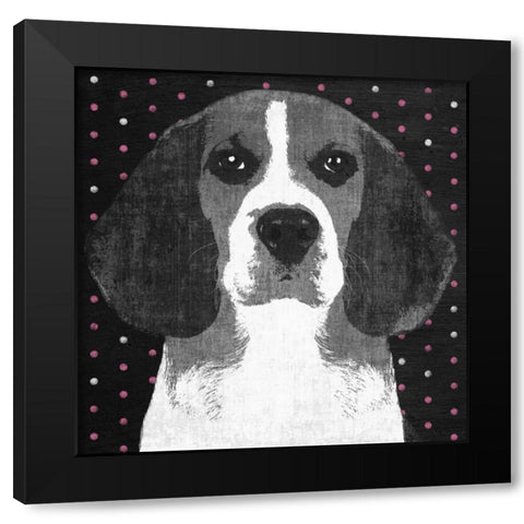 Beagle Black Modern Wood Framed Art Print with Double Matting by PI Studio