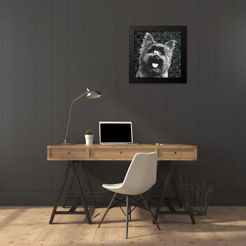 Yorkie Black Modern Wood Framed Art Print by PI Studio