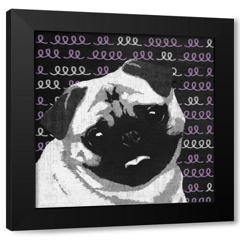 Pug Black Modern Wood Framed Art Print with Double Matting by PI Studio