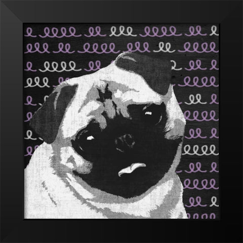 Pug Black Modern Wood Framed Art Print by PI Studio