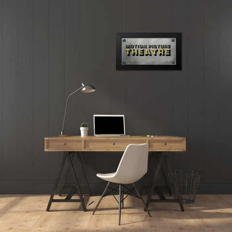 Motion Picture Theatre Black Modern Wood Framed Art Print by PI Studio