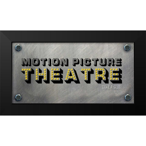 Motion Picture Theatre Black Modern Wood Framed Art Print by PI Studio