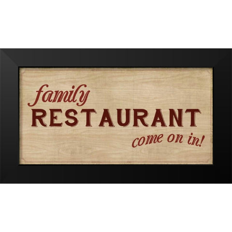 Family Restaurant Black Modern Wood Framed Art Print by PI Studio