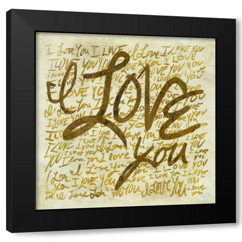 I love you Black Modern Wood Framed Art Print with Double Matting by PI Studio