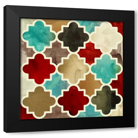 Watercolour Latticework Black Modern Wood Framed Art Print with Double Matting by PI Studio