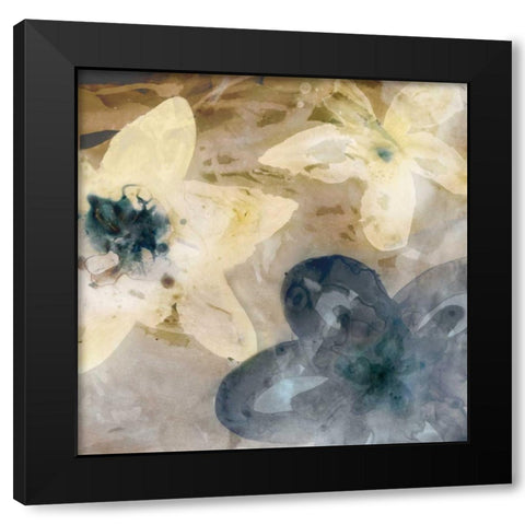 Ink Drip Floral I Black Modern Wood Framed Art Print with Double Matting by PI Studio