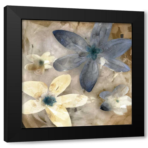 Ink Drip Floral II Black Modern Wood Framed Art Print by PI Studio