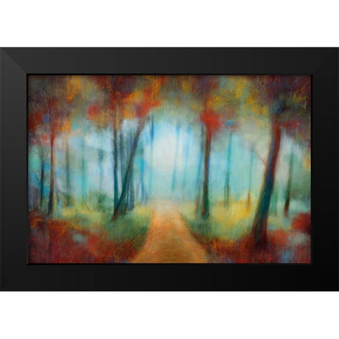 Through the Trees Black Modern Wood Framed Art Print by PI Studio