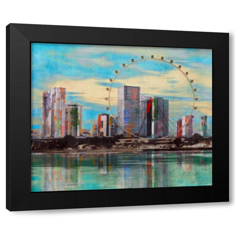 Sunset Roundabout Black Modern Wood Framed Art Print with Double Matting by PI Studio