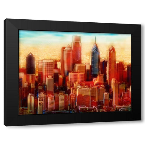 Philadelphia Skyline Black Modern Wood Framed Art Print with Double Matting by PI Studio