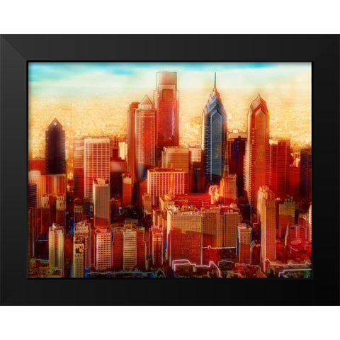 Philadelphia Skyline Black Modern Wood Framed Art Print by PI Studio