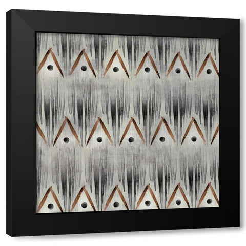 Grey Tribal III Black Modern Wood Framed Art Print with Double Matting by PI Studio