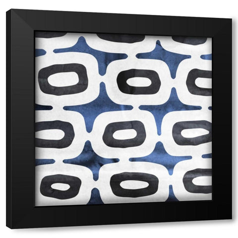 Blue Ease II Black Modern Wood Framed Art Print with Double Matting by PI Studio