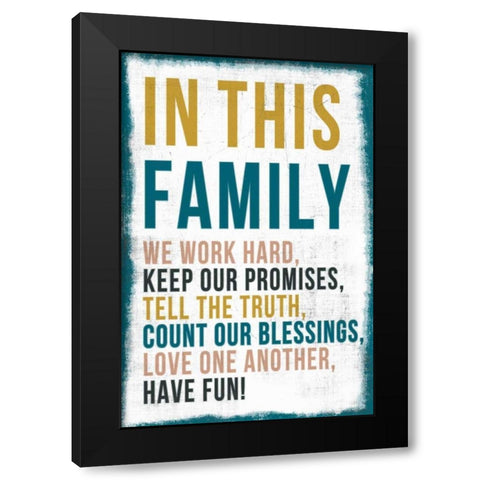 Family Rules Chalkboard Black Modern Wood Framed Art Print with Double Matting by PI Studio