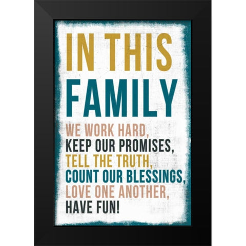 Family Rules Chalkboard Black Modern Wood Framed Art Print by PI Studio