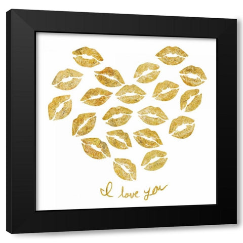 Lip Love 3  Black Modern Wood Framed Art Print with Double Matting by PI Studio