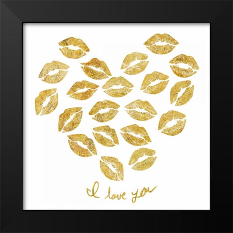 Lip Love 3  Black Modern Wood Framed Art Print by PI Studio