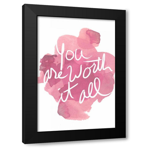 Watercoulours Pink Type III Black Modern Wood Framed Art Print with Double Matting by PI Studio