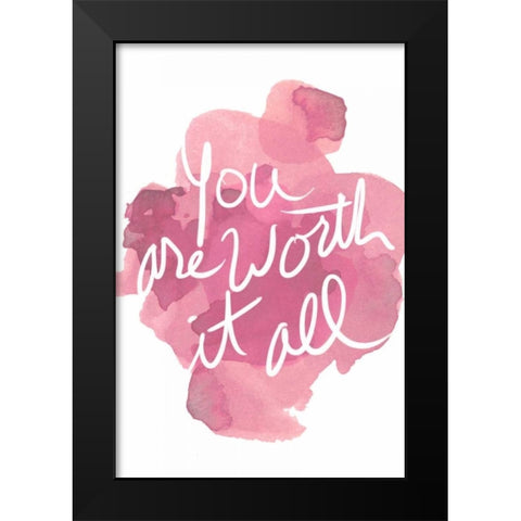 Watercoulours Pink Type III Black Modern Wood Framed Art Print by PI Studio