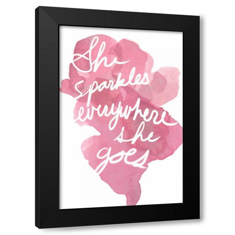 Watercolour Pink Type V Black Modern Wood Framed Art Print with Double Matting by PI Studio