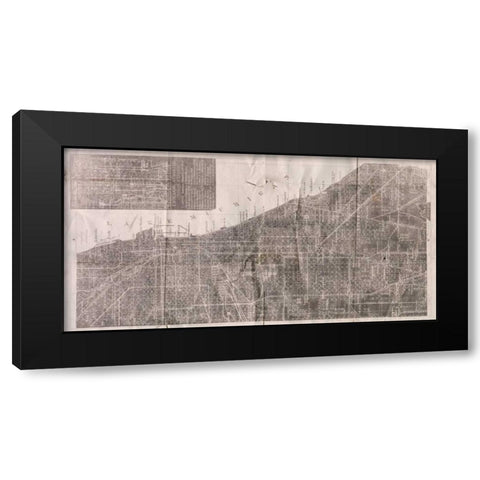 Vintage Map Black Modern Wood Framed Art Print with Double Matting by PI Studio