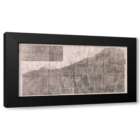 Vintage Map Black Modern Wood Framed Art Print by PI Studio